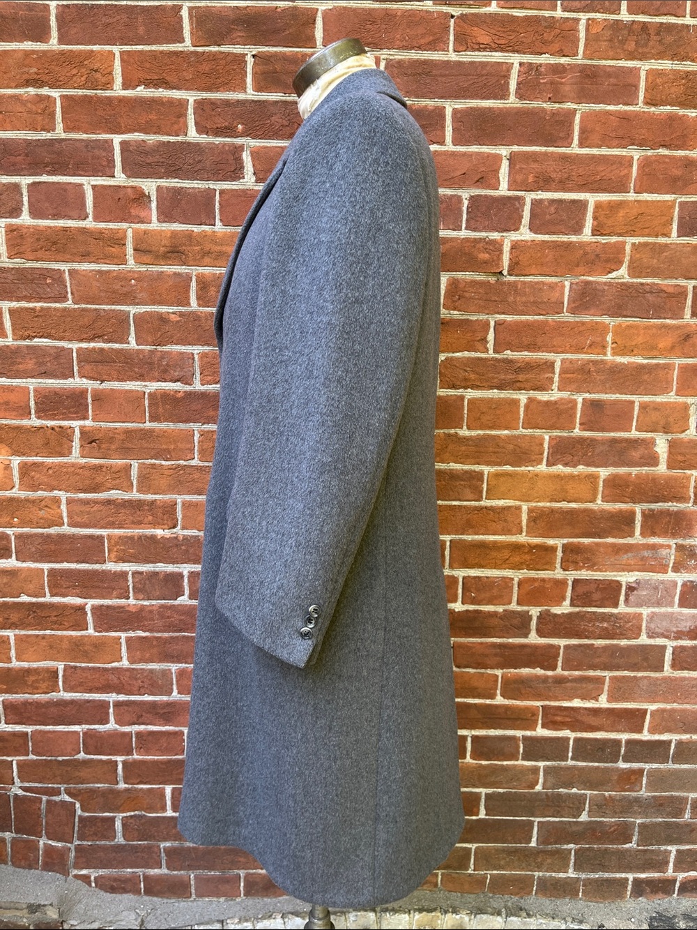 Classic Vintage Gray Wool Formal Overcoat Cashmere - Picture 6 of 11